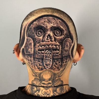 Read more about the article Realism Deity of death related with Tlatecuhtli Tattoo by Goethe Silva — Los Angeles, CA