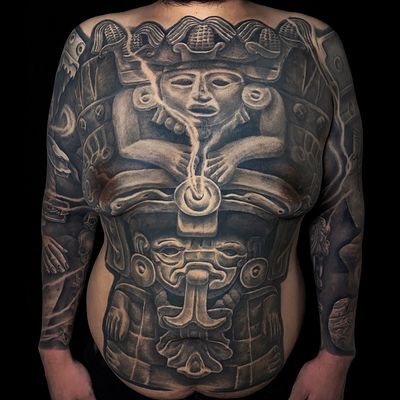 Read more about the article Blackwork Cocijo (Deity of rain and lighting) Tattoo by Goethe Silva — Los Angeles, CA