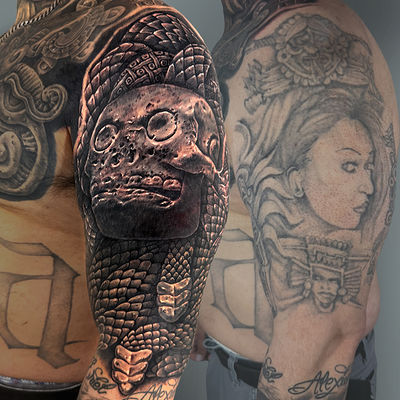Read more about the article Japanese Cover up (Coatlicue skirt) Tattoo by Goethe Silva — Los Angeles, CA