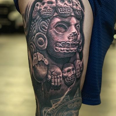 Read more about the article Realism face, mask and skull Tattoo by Goethe Silva — Los Angeles, CA