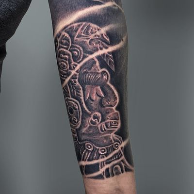 Read more about the article Blackwork Ah Puch (Deity of the underworld) Tattoo by Goethe Silva — Los Angeles, CA