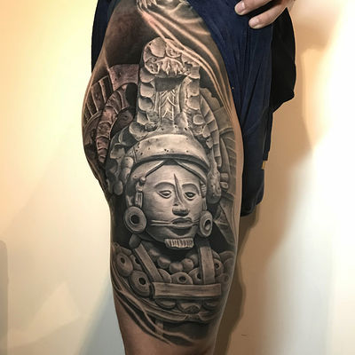 Read more about the article Realism figure, mask and pattern Tattoo by Goethe Silva — Los Angeles, CA