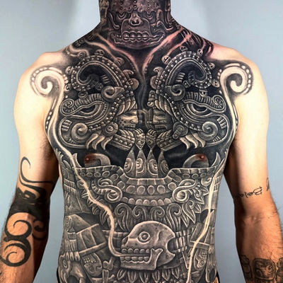 Read more about the article tlaltecuhtli-and-xiuhcoatls-back-piece-chest-piece-xiuhcoatl-aztec