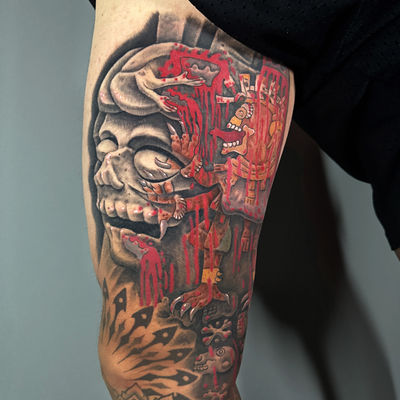 Read more about the article Realism blood, skull and spider Tattoo by Goethe Silva — Los Angeles, CA